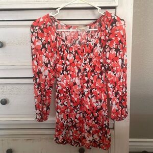 MICHAEL Michael Kors Orange, Black White Floral Top - XXS